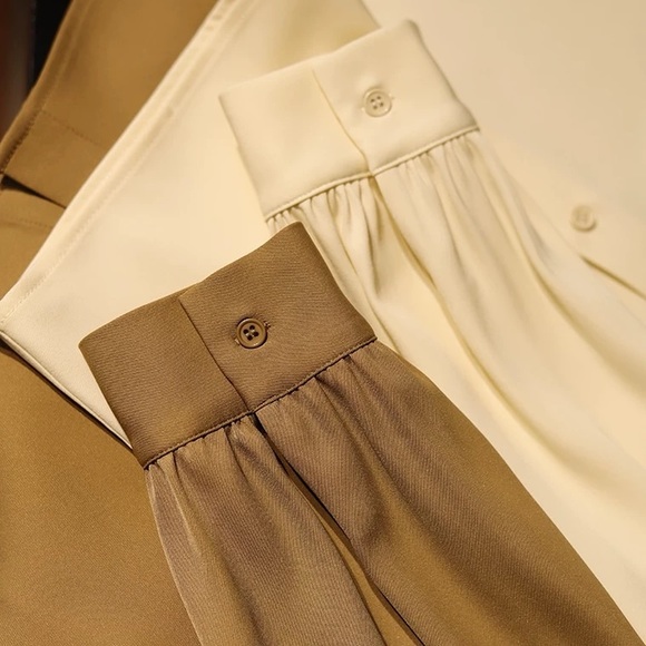 NWT Retro Style Chiffon Office Blouse Shirt Top Business Casual Both Colors - Picture 3 of 4